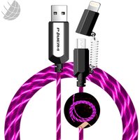 EL Visible Glowing Lightnings Cable 2 in 1 MFI Certified Led Light Flowing Charging Data USB Cable Cord For iPhone