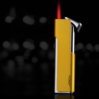 JK-009 Logo Customized Super Thin Creative Straight Flame Metal Refilled Gas Inflatable Windproof