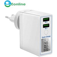 Eonline Universal 3.4A Charger LED Display 2Ports For iPhone Samsung Xiaomi Phone Charger Fast Charging USB Wall Charger Adapter