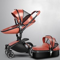 TS69 China Aluminum alloy Eco-friendly leather cover Travel System Luxury baby stroller 2 in 1