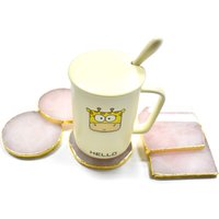 Rose Quartz Coasters with Plated Rim