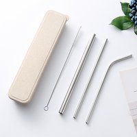 304 Stainless Steel Drinking Straw Set Wheat Case Bag