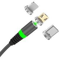 USLION 2.1A Magnetic USB Phone Cable LED Indicator Charger Cable for Android Type-C