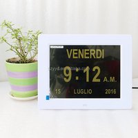 Digital Large Day Date Time Clock Wall Desk Alarm 8 Languages Day Of Week Calendar Clock
