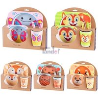 eco-friendly children tableware cute cartoon design kids bamboo fiber cutlery set