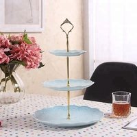 3 tier cake plate stand ceramic candy dessert tray porcelain service dishes plate tea party pastry serving platter