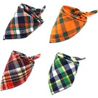 Pet Accessories Dog Cotton Triangular Bandana With Unique Classic Plaid Design