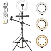 Dimmable 3200-5500k Multi-position LED Light Ring For Youtube Live Video Photo