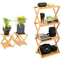 07120 in stock 2 functions folding flower pot racks 4 -layer shelves rack, bamboo vintage kitchen storage holders