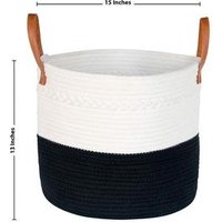 Cotton Rope Woven Storage Basket Leather Handles