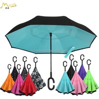 2019 new style upside down double layer C handle inverted reverse umbrella wholesale