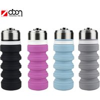 Foldable Silicone Water Bottle Stainless Steel Lid