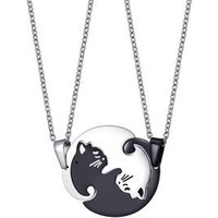 Couples Jewelry Necklaces Black white Couple Necklace Titanium Steel animal cat Pendants Necklace