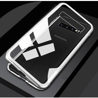 For samsung galaxy a50 a30 a80 a20 a10 a70 j4 J6 Plus A9 a7 Metal frame glass flip cover Magnetic adsorption phone case