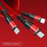 Winfyne Reinforced 3 in 1 Multi Port USB Cable All in One Multi Charging Cable for Mobile