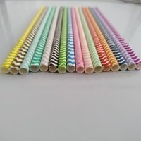 Eco Friendly Degradable Paper Straws Colourful Patterns