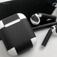 Earphones high end 3M vinyl Camo Black Matrix Skin 3D texture stickers for air pods decals advanced carbon fiber skins