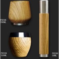 Oak Whiskey Tumbler with Stainless Steel Base