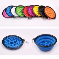 Interactive Travel Water Feeding Bloat Stop Feeder Collapsible Silicone Portable Foldable Slow Feed Dog Bowl