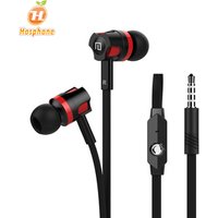Langstom JM26 Flat Cable Wired Headphone Earphone cell phone handsfree headset with Mic 3.5mm Jack f plug