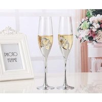 Silver Plated Crystal Toasting Flutes Weddings