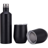 gift wine bottle tumbler set double wall stainless steel Insulated 17oz wine bottle and 12oz wine tumbler with gift box