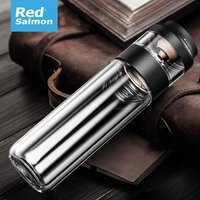 Tea infuser glass bottle -Redsalmon double wall thickness glass bottle with tea filter and Tritan material