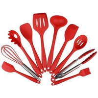Cunite FDA 10 pieces Heat Resistant Kitchen Utensils, Silicone kitchen utensil, Dishwasher Safe Silicone Kitchen Utensil Set