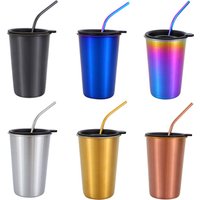 Custom logo 18/8 Stainless Steel Cup 16 oz Pint Shatterproof Drinking Cups Eco-friendly Metal Stackable Cup BPA Free for Kid