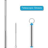 Portable 304 Stainless Steel Telescopic Metal Drinking Straw for Home, Office and Travel