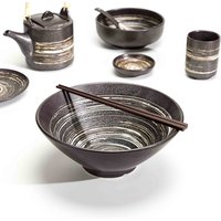 Black Ceramic Japanese Ramen Noodle Bowl Set