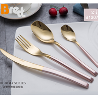 Wedding Flatware Rose Gold Cutlery Set With Pink Handle For Events