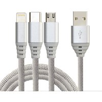 CABLETIME New Design Nylon Jacket 3 in 1 USB Data Cable for Mobile Phone with micro-usb and iphone type C