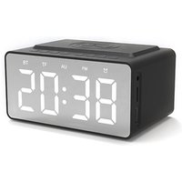 5W sub woofer Portable Radio Alarm clock wireless speaker bluetooths wireless charging speaker with LED mirror