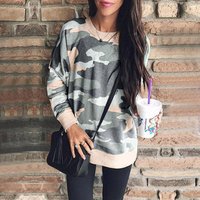 2018 New Model Camouflage Sweater Fit Best Print Women Sweatshirt Casual Sweater 5XL
