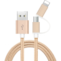 High quality 1m/3ft 2in1 charging nylon braided usb data cable for iphone charger