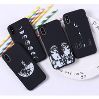 Outer Space Planet Stars Moon Spaceship Soft TPU Silicone Matte Case For iPhone 6 6S 8 8Plus X 7 7Plus XS Max