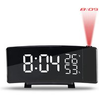 Rotating projection digital LED thermometer and hygrometer clock FM radio electronic clock desktop curved screen alarm clock