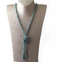 Different Color knotted Women necklace 145-150cm long wrap necklace 8mm Crystal Glass beads Necklace