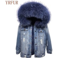 s Winter Jean Parka Detachable Fox Fur Raccoon Hood