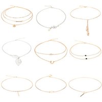 XUSHI 9pcs Necklace Set Women choker gold sliver Leaf ring pendant necklace jewelry XS04