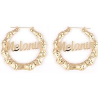 New Arrival Custom Letters Oversized One Circle Bamboo Joint Gold Hoop Earring
