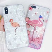 Factory Price For iphone 8 8 plus Phone Cover Bling Shell Soft Pink Flamingo Case For iphone 6/7/8 Shell