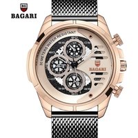 BAGARI Brand Men Watch 2019 Fashion Luxury Steel Big Wrist Watch Japan Quartz Wristwatch Male Clock Man Sport Watch Reloj Hombre