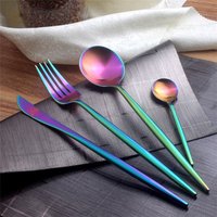 Rainbow Colorful Hammered Cutlery Sets.Forged Flatware for Wedding Event Tabletop Rentals