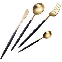 Chinese FDA passed wedding spoon fork knife matte silverware reusable bulk flatware set 304 stainless steel black gold cutlery