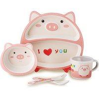 Amazon Top Seller 2019 Dinner Set Baby Feeding New Products Kitchen Accessories Bamboo Fiber Children Tableware 5 Sets