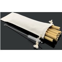 100% Organic reusable Bamboo Drinking Straws with Bamboo travel case & natural cotton storage bag