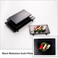Manufacturers Wholesale 100% Japanese Rectangular Custom Black Melamine Sushi Plate Dinnerware Set