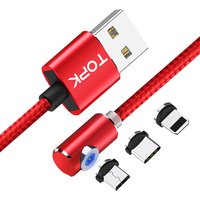 Free Shipping TOPK AM51 90 Degree LED Mobile Phone Charger Magnetic Micro USB Type C Charging Cable